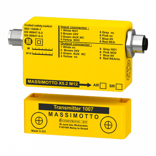 Massimotto X5 M12 AR Bezpečnostný magnetický kódovaný bezkontaktný spínač s relé 